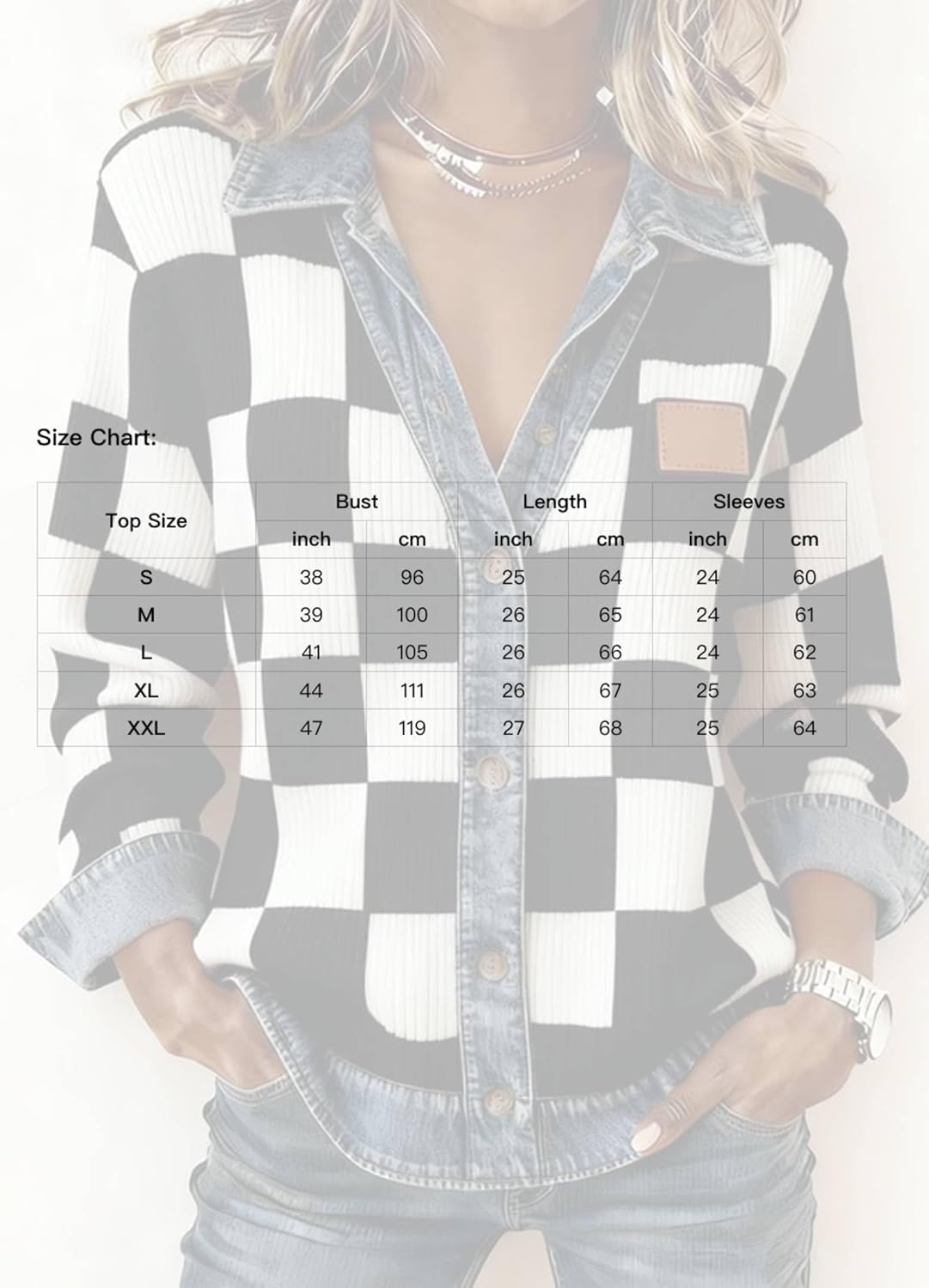 Women's Groovy Grey Long Sleeve Collar Buttons Front Top Casual V Neck Bussiness Denim Shirts 2026 Spring Winter Trendy - Image 3