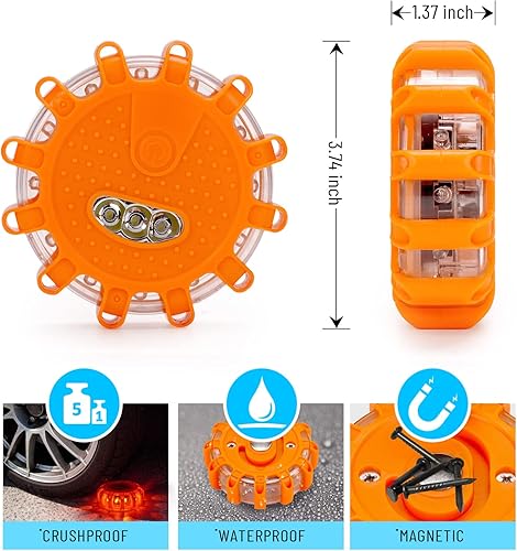 Miniatura 4 de GP906B - Kit de luces LED recargables de emergencia para carretera, advertencia de tráfico de coche, faro, disco intermitente, 9 modos,