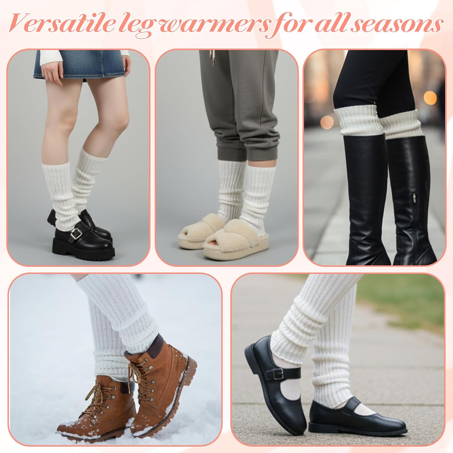 Leg Warmers for Women, Knit Soft Leg Warmer for Yoga Socks Ballet Dance, Fall Winter Legwarmers for Women Girls Styling Accessories, Stirrup Legs Warmers Socks for Yoga Ballet Dance Party - Image 8