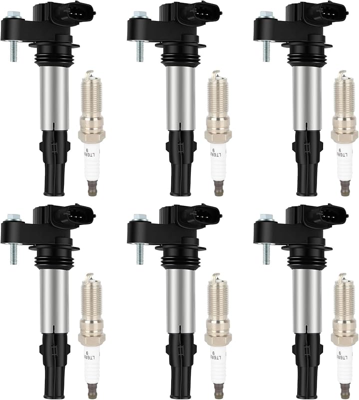 Kit de 6 bobinas de ignição ECCPP UF375 com velas de ignição de irídio para Buick, Cadillac, Chevrolet, GMC e Saturn – Conjunto com 6