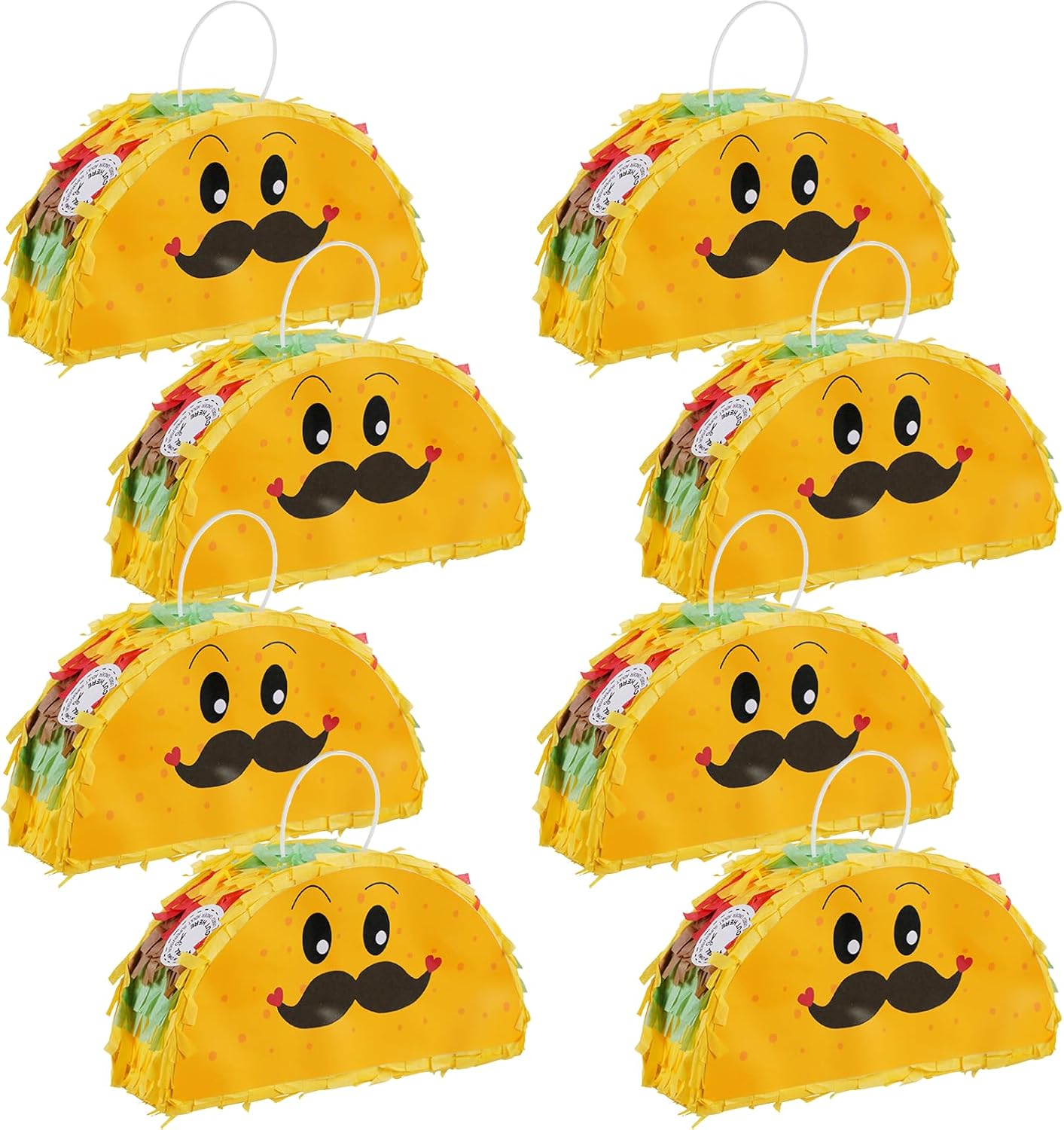 8 Pack Cinco De Mayo Mini Pinata Mexico Taco for Fiestas Party Black Cat Pinata Celebrate Party Decoration Adult Accessories Fun Cinco De Mayo Party Favors, 6 x 2 x 3.5 Inches (Mini Taco)