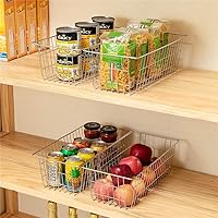 Vista 2 de Slideep Cestas de alambre para congelador, cesta de almacenamiento con asas, almacenamiento de alimentos para armarios de cocina, despensa, armario