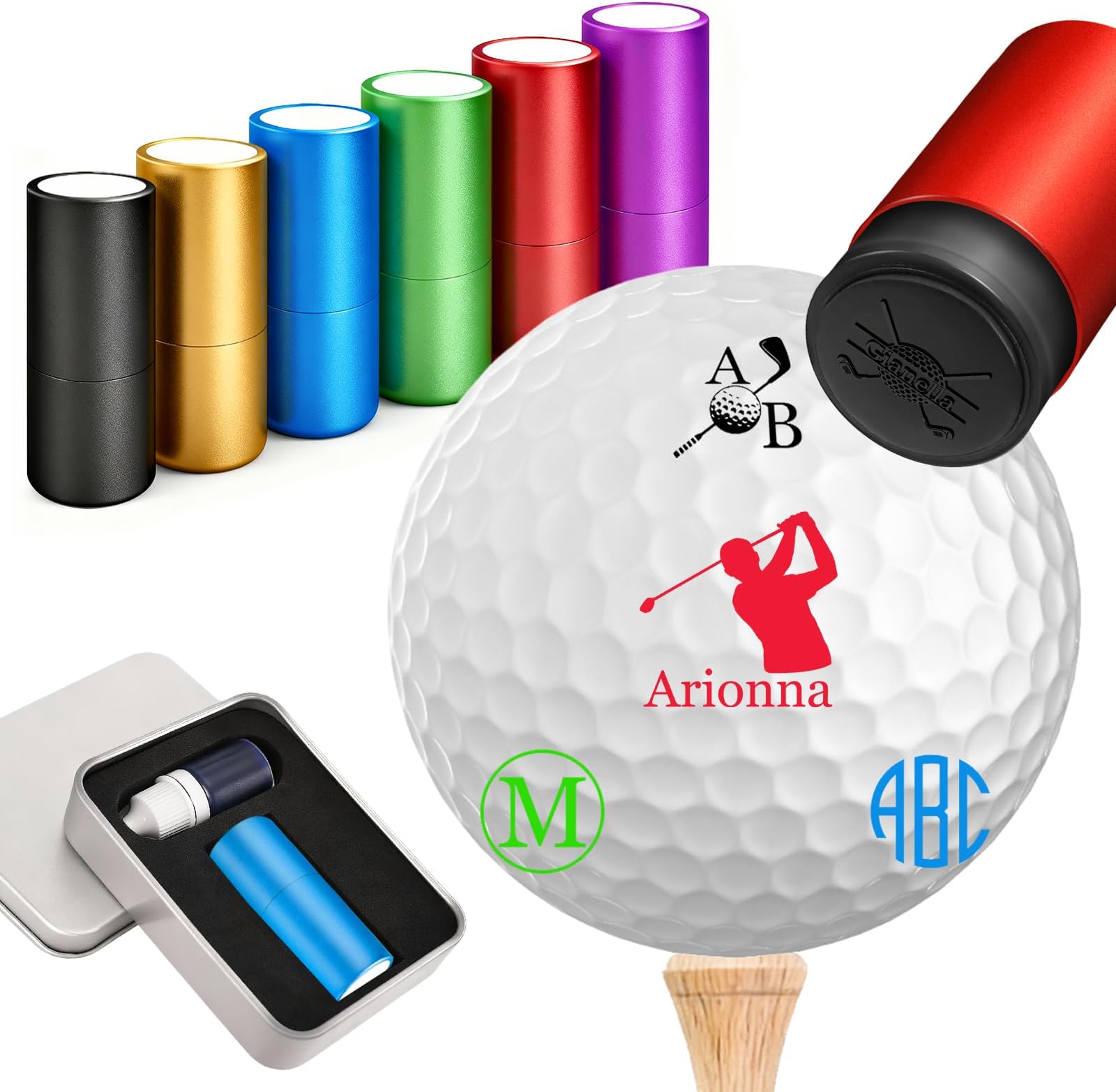 Custom Ball Marker Stamps Personalised Golf Ball Stamp with Name Customised Logo Golf Stamper Initials Gifts for Men