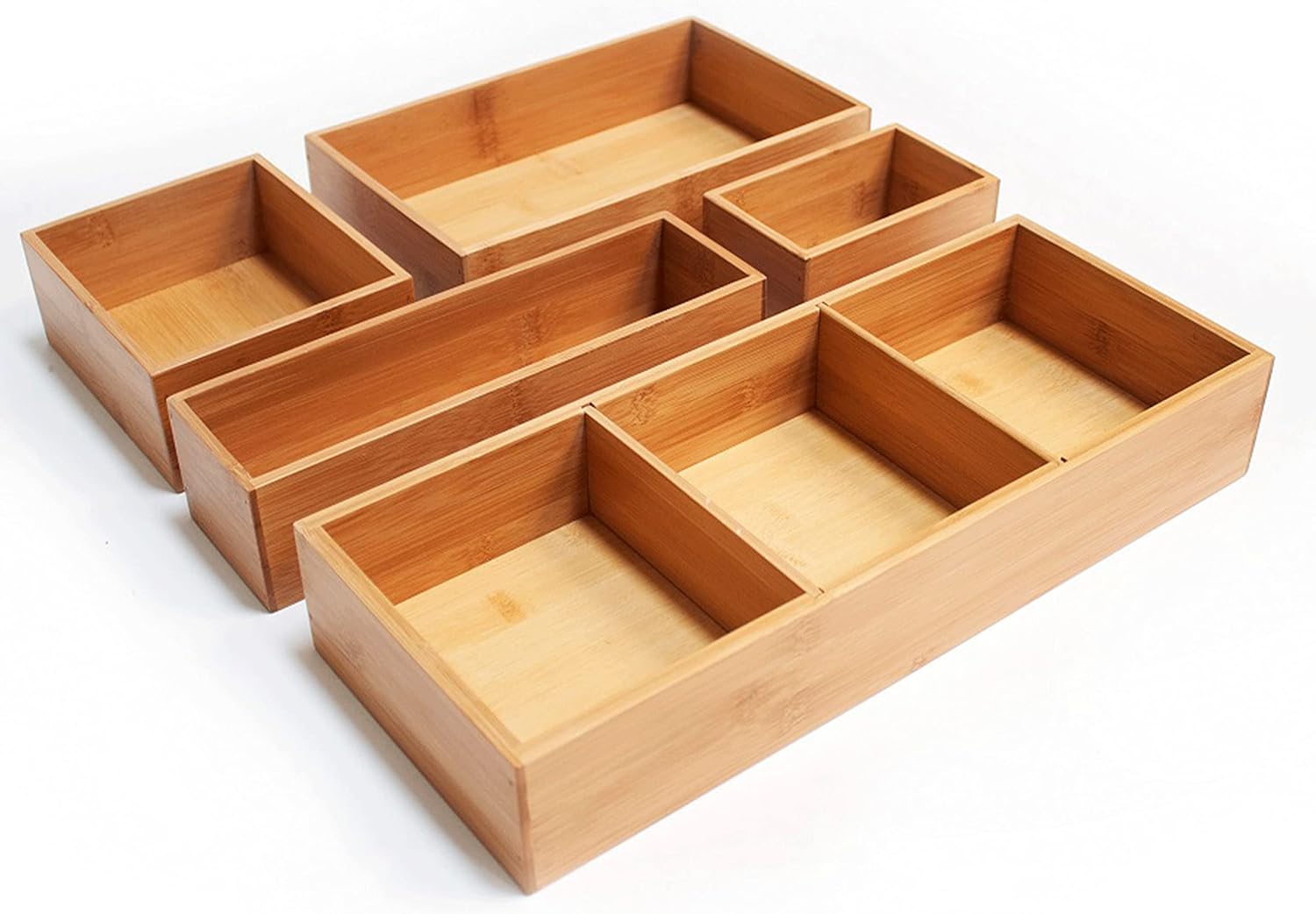 Amazon｜Seville Classics Bamboo Drawer Organizer Boxes by Seville