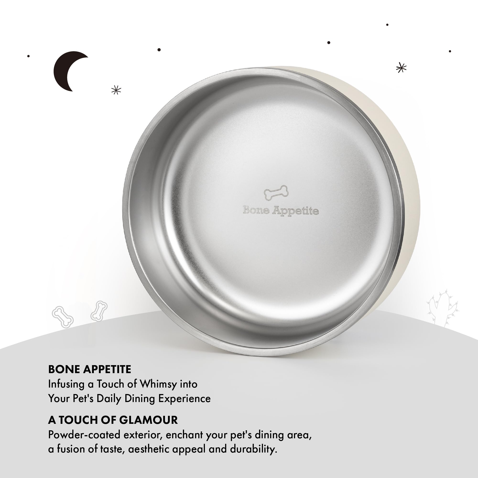 GrandTies Stainless Steel Dog Bowl, Ivory White, 64 Ounce - Image 3