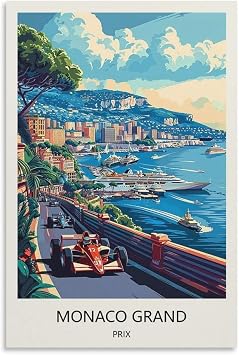 YJNENG Canvas Art Picture Monaco Grand Prix Wall Decor Art Painting Posters Modern Family Decorative Poster 08x12inch(20x30cm)