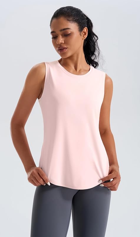 JOYSPELS Ice Silk Workout Tank Top Loose Fit Yoga Shirts UPF 50+ Pink image 3