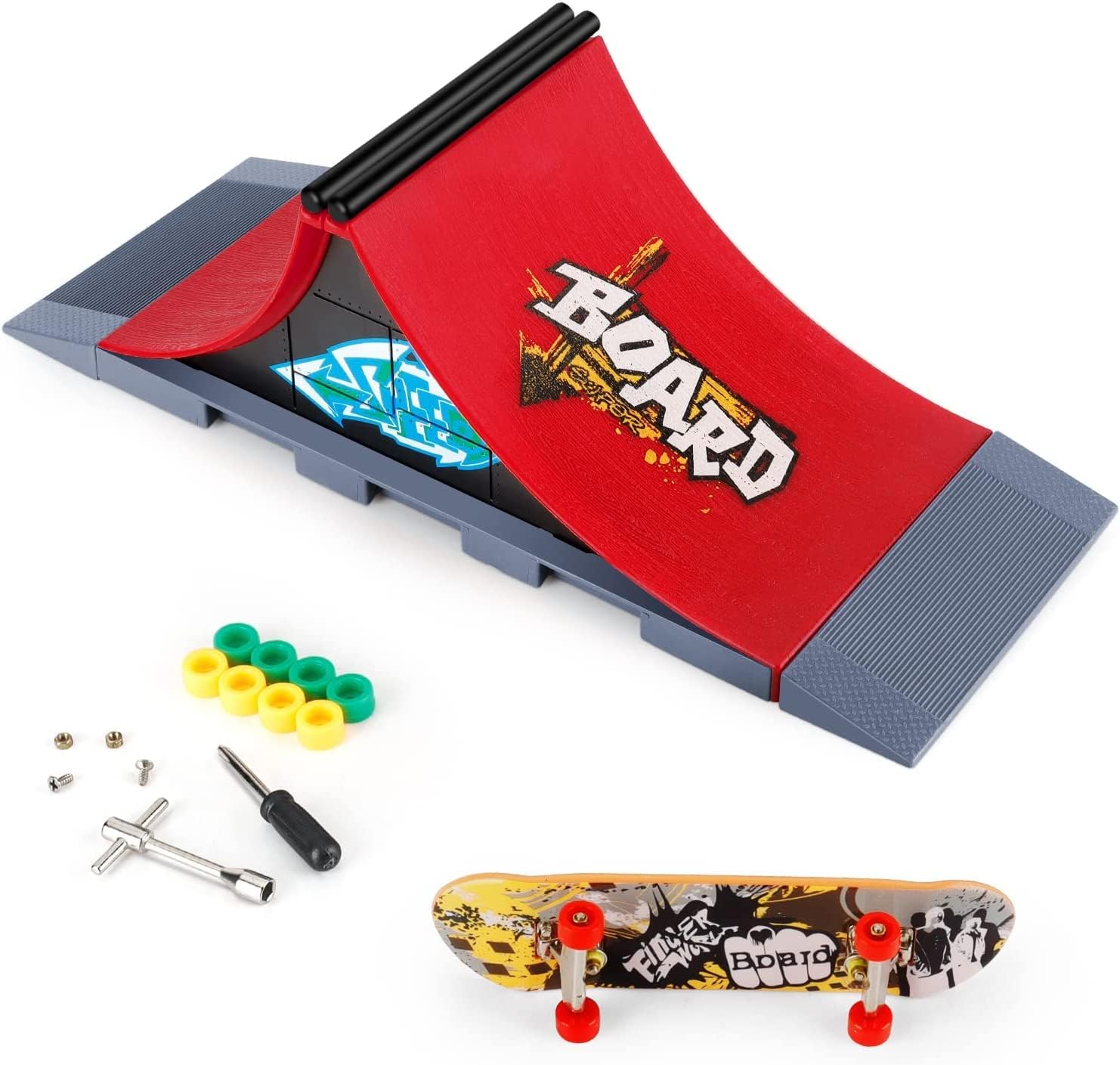 CLA6 Fingerboard Kit | Complimentary Tools, Extra Wheels and Screws | Durable ABS Deck for Rough Use | Safe Sandpaper Grip Tape | Lightweight Non-Bearing Wheels | — Amazon image 7