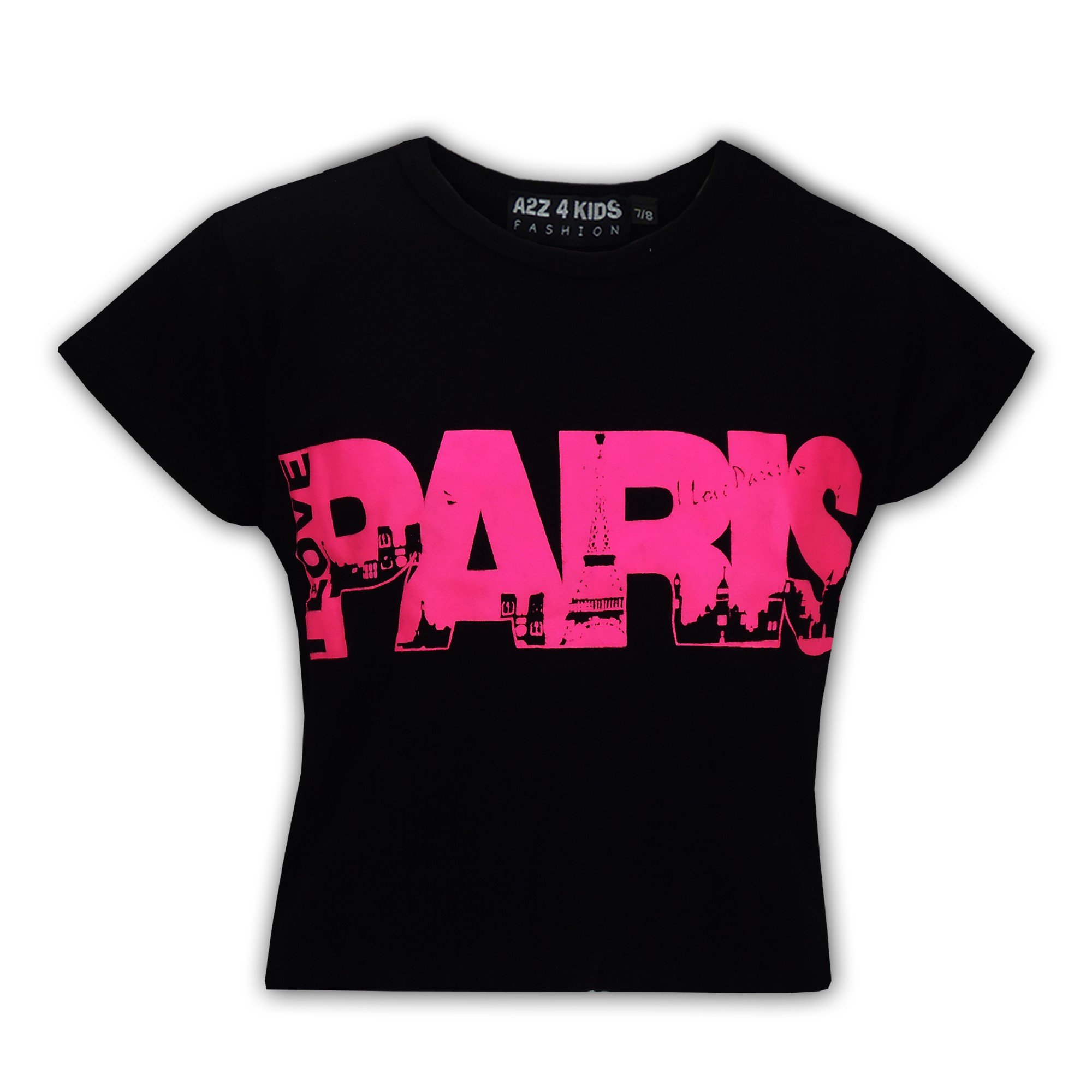 A2z 4 Kids Girls Black I Love Paris Fashion Trendy - Paris Crop Top 13