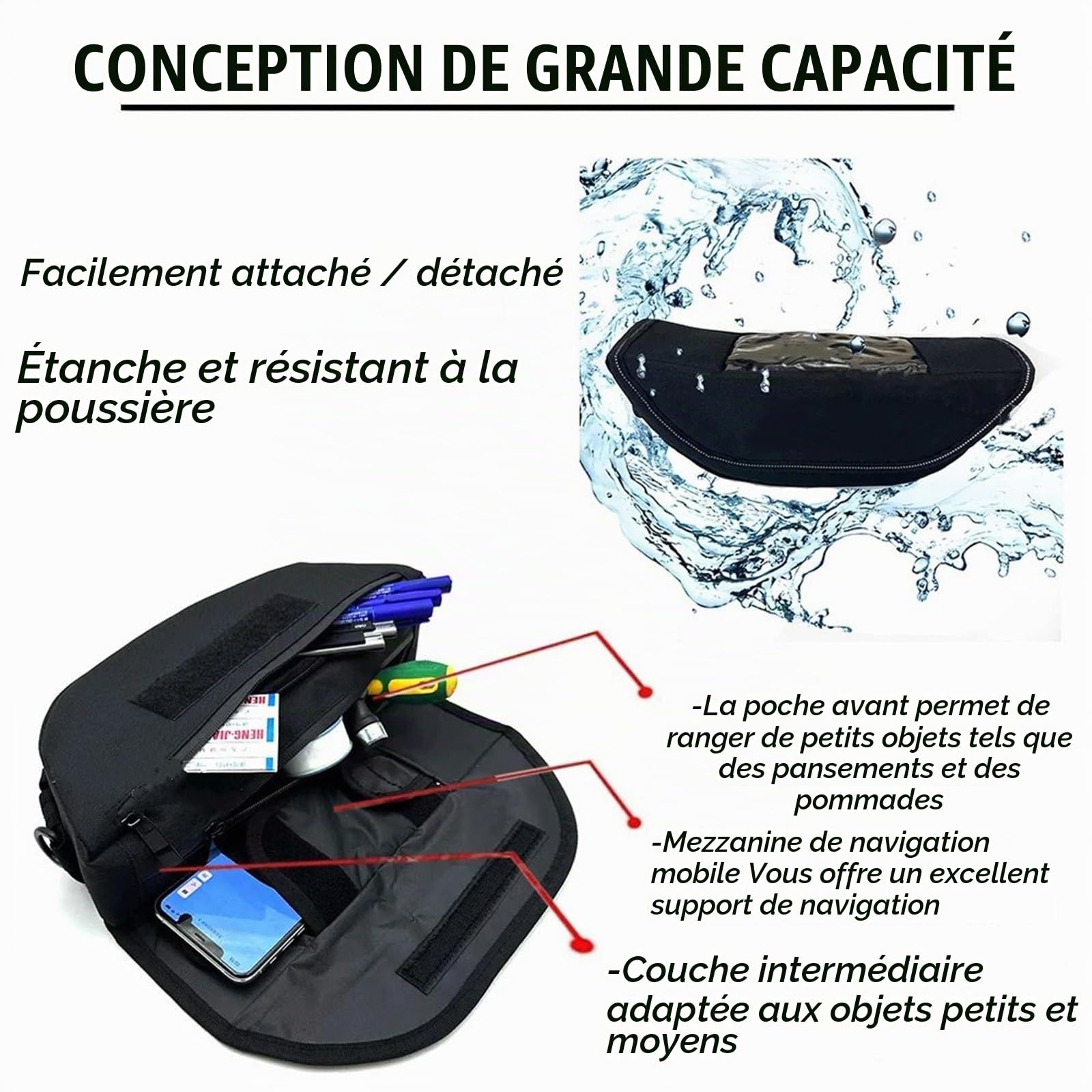 Sacoche Moto Étanche de Guidon pour Tenere 700 World Raid 2022 - Sac de Navigation de Voyage