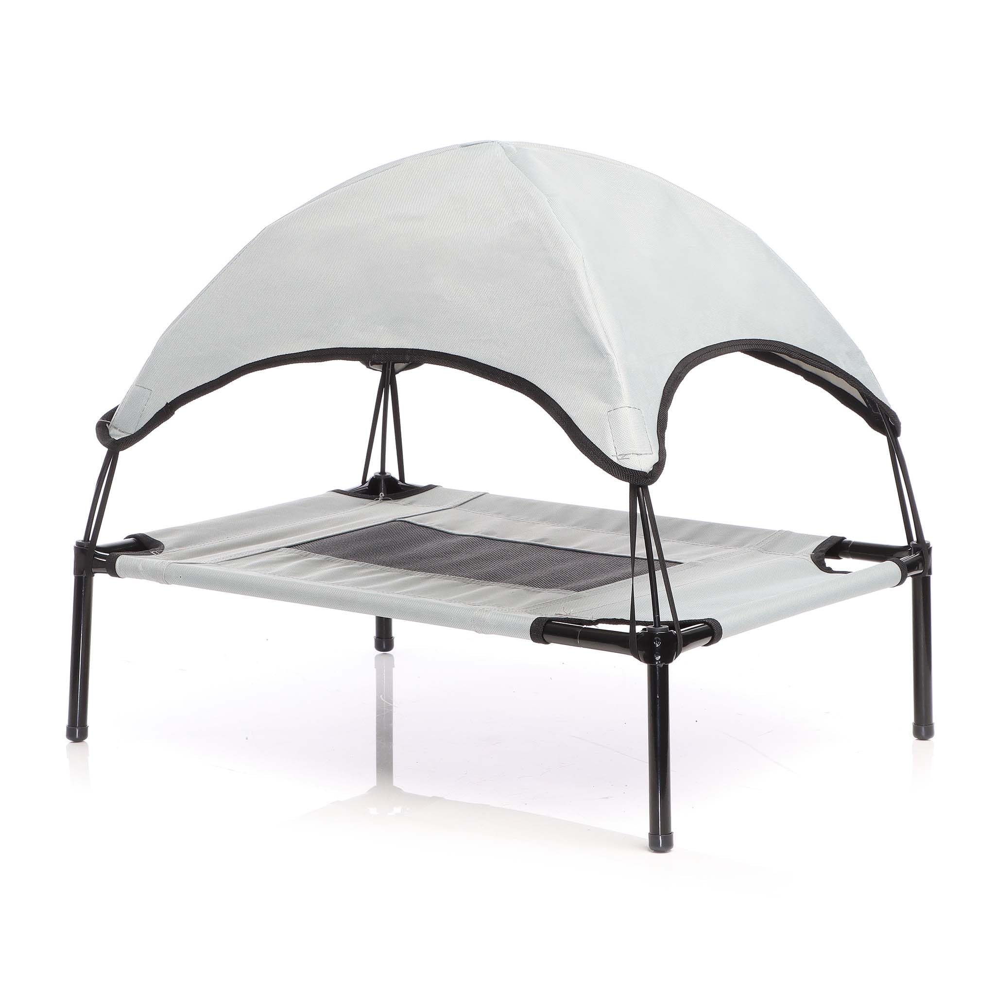 WilTec Hamaca Mascotas Cama Perros Gatos Relax Jardín Outdoor Protección Solar Sombrilla Animales XL Gris