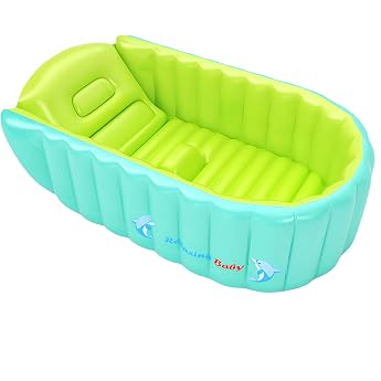 YAAVAAW Inflatable Baby Bathtub Portable Inflatable Bathtub Non-Slip Pool Foldable Travel Bathtub for Travel Baby Swimming Pool with Soft Cushion Central Seat for 0-3 Years