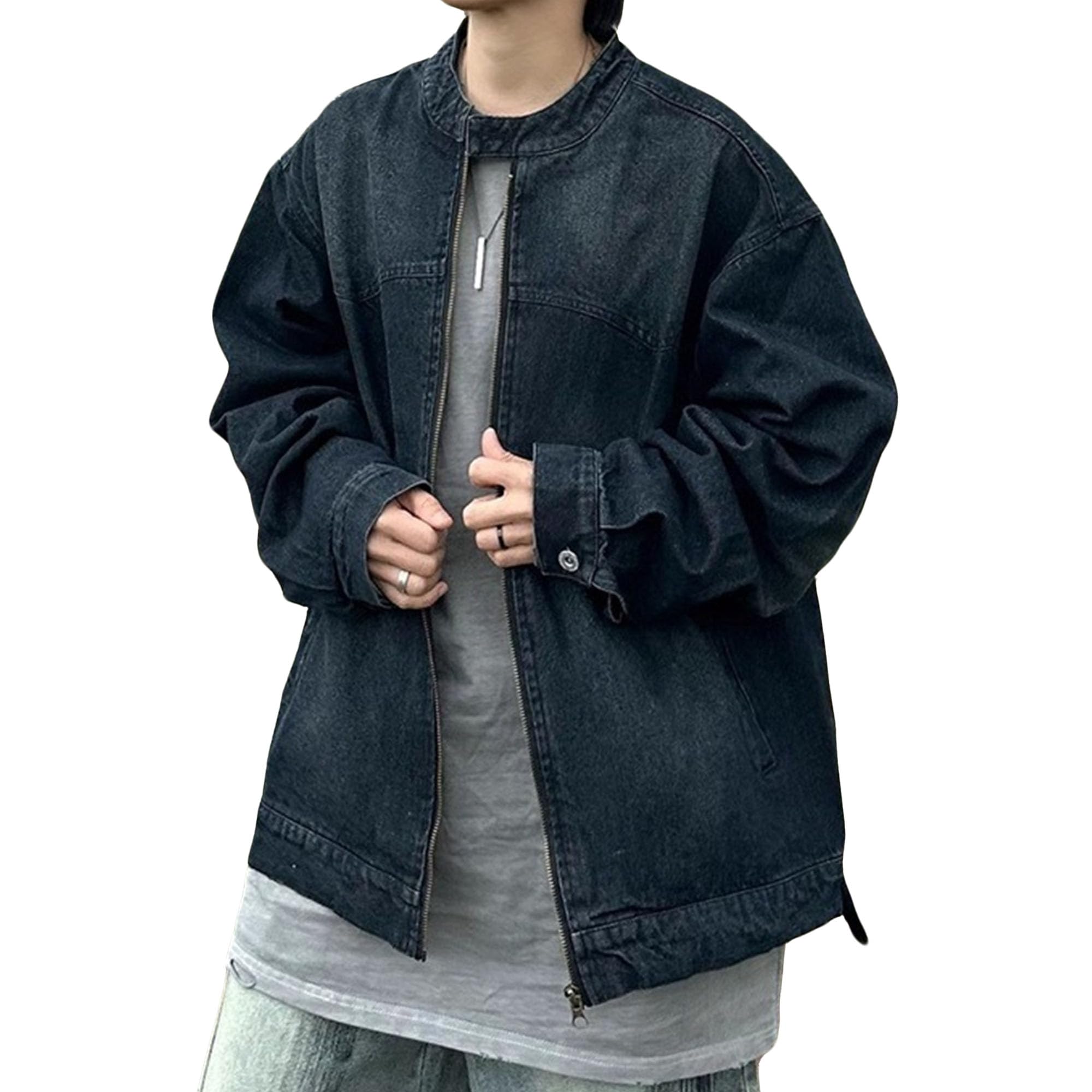 Chaqueta vaquera con cremallera completa y botones de hombre 8