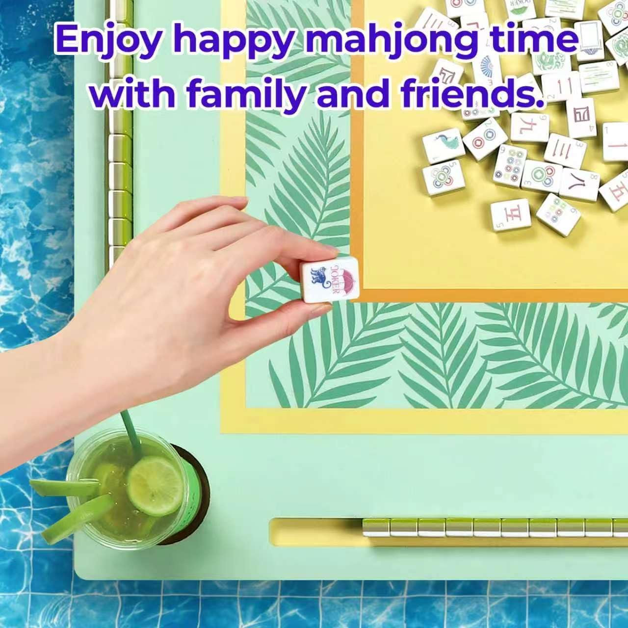 Floating Mahjong Table for Pool, Swimming Pool and Hot Tub Float Board for Mahjong, Pools Game Tray for Mahjong, Card Games, Scrabble, Dominoes & Poker, Floating Mahjong Table