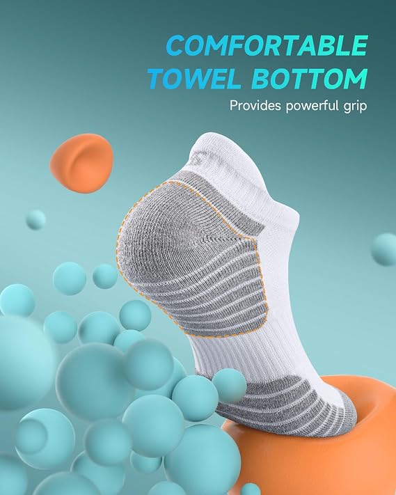 TANSTC Mens Running Socks Anti-Blister Cushioned Sports Socks Trainer Socks for Men Women Cotton Ankle Socks Low Cut Breathable Athletic Sock(6 Pairs)