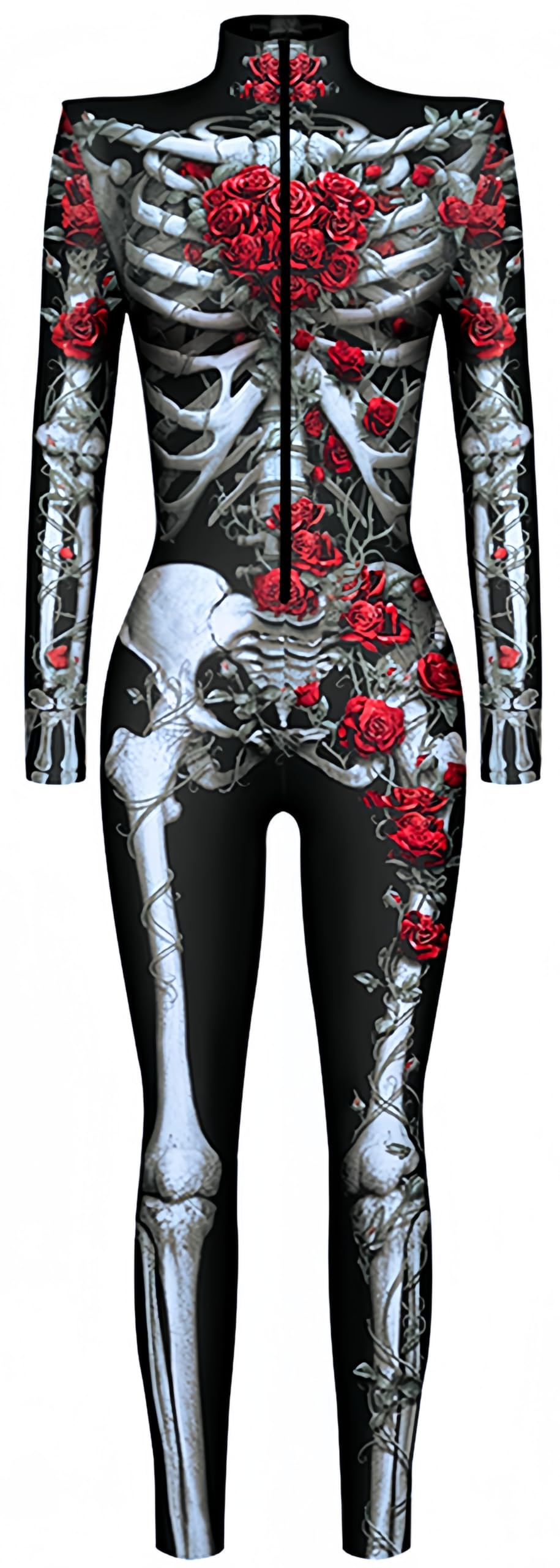 Ocean Plus Tuta Intera Aderente da Donna a Maniche Lunghe con Collo Alto e Cerniera Lampo Body Stampato con Motivi Abito Feste Carnevale Halloween