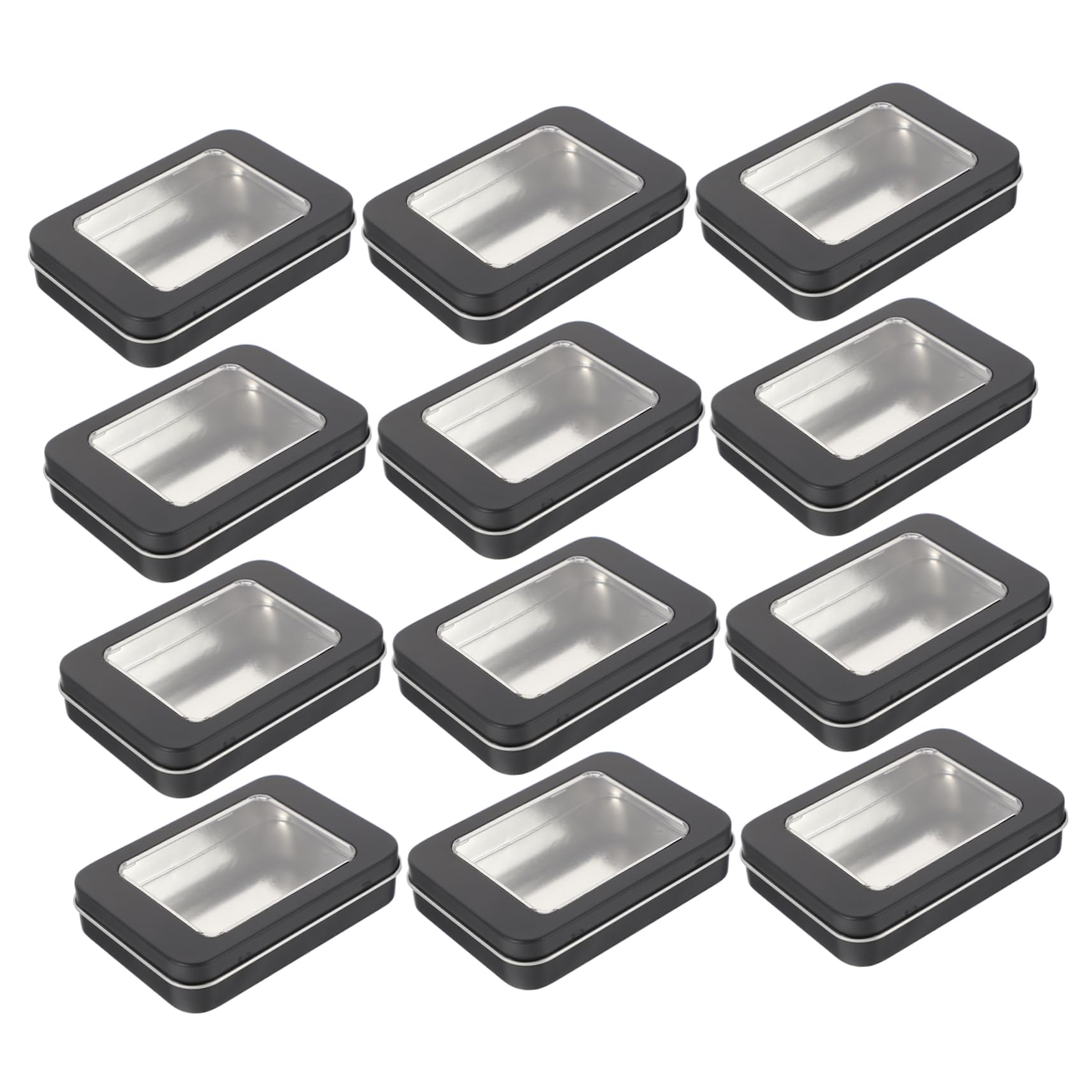 Boîte en fer-blanc SHINEOFI pour 12 clés USB avec couvercle noir épuré