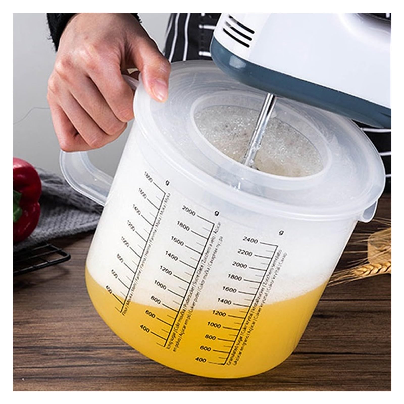 Taza medidora for hornear de gran capacidad, 2,5l, báscula, tazón mezcla for cocina, 1 ud