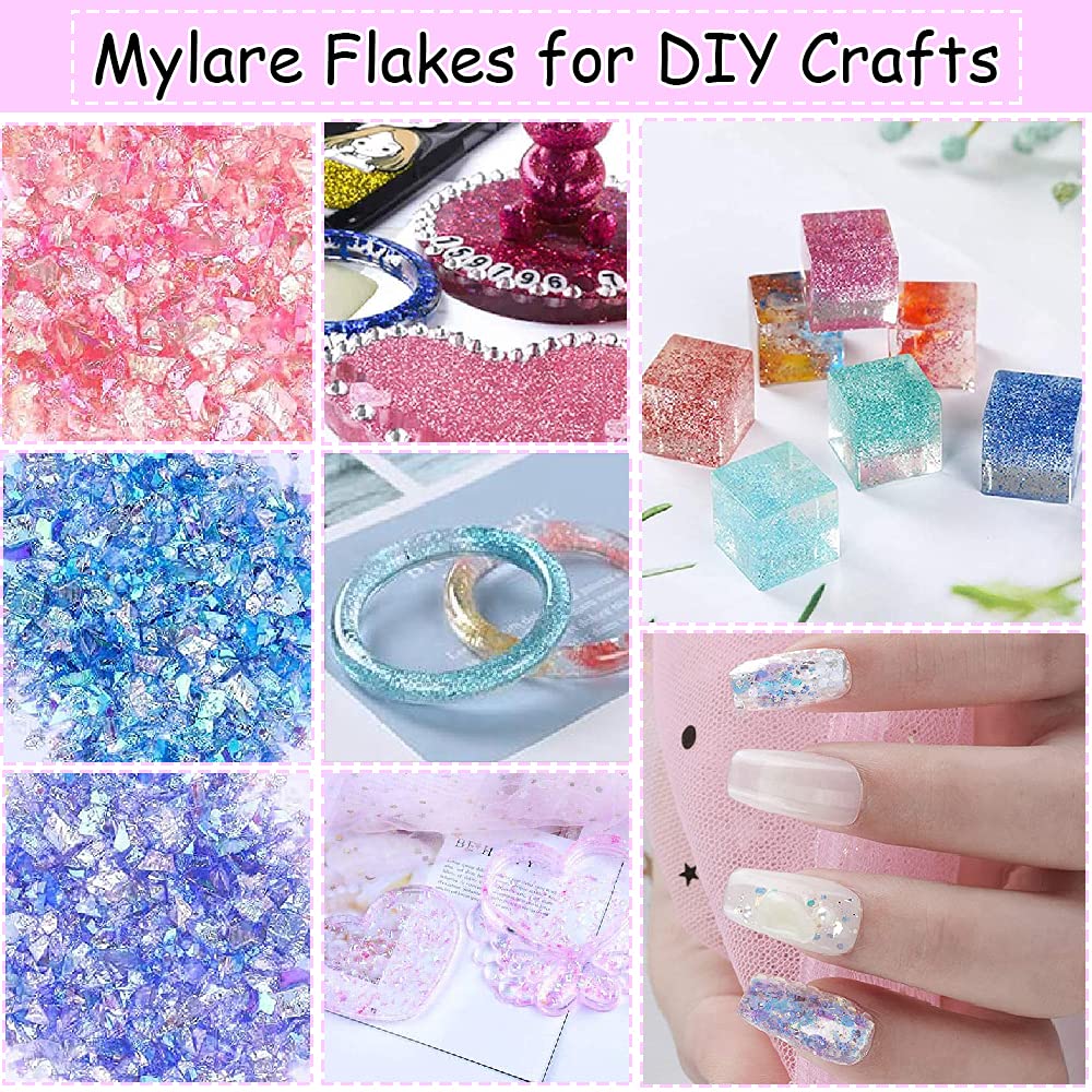 Confezione da 68 accessori in resina epossidica con glitter, paillettes, fiori secchi, adesivi, lamina d'oro, conchiglie, ingranaggi, per artigianato in resina e decorazioni per nail art