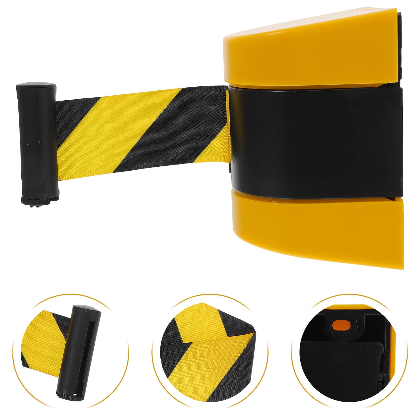 Juego De Cintas De Seguridad Retráctiles De 5 M para Montaje En Pared, con Franjas De Advertencia Amarillas Y Negras. Ideal para Control De Multitudes, Gestión De Colas, Obras De C