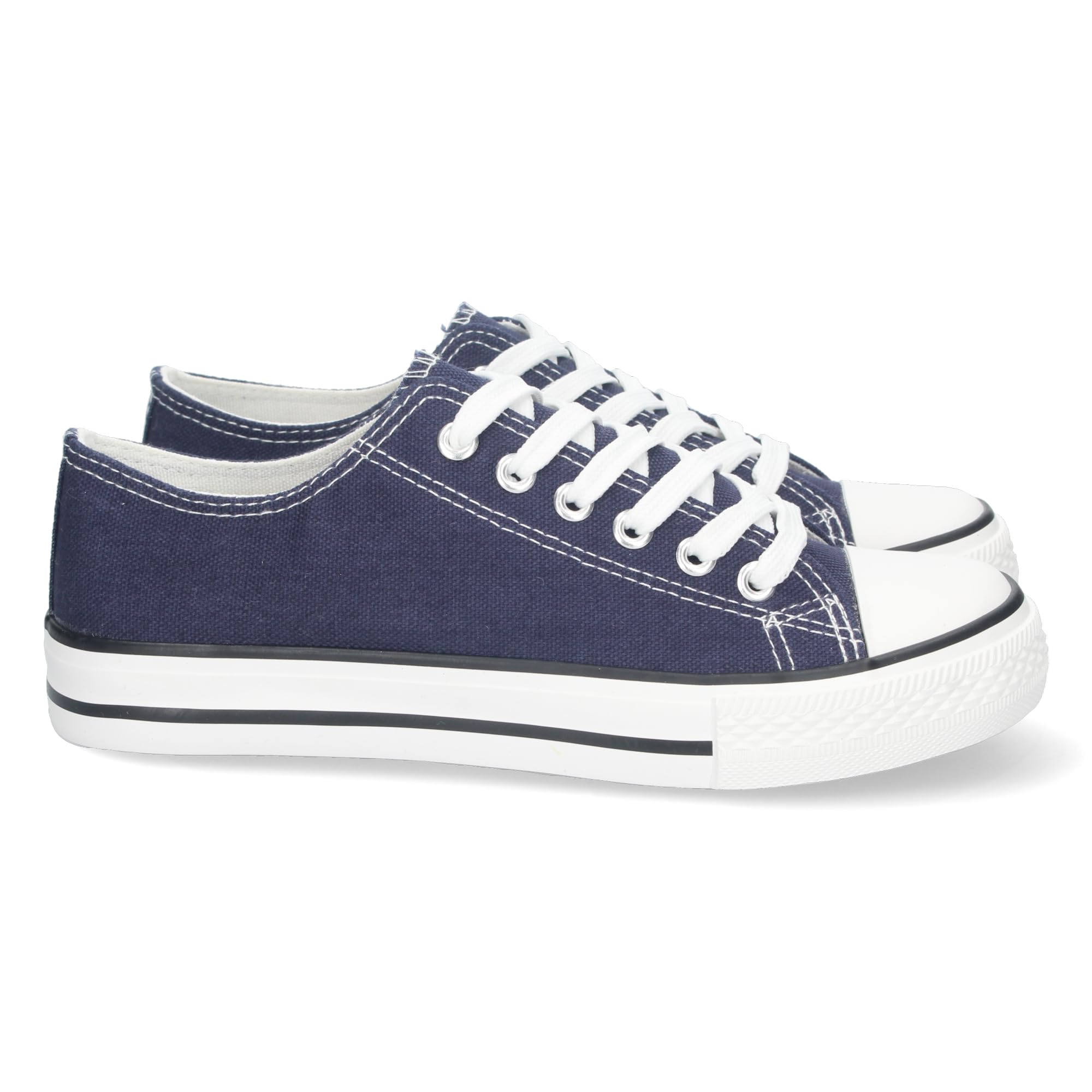 shoes&blues.es Zapatilla Plana de Mujer, Comoda, con Material de Lona, Estilo Bamba Casual, y Cierre de Cordones