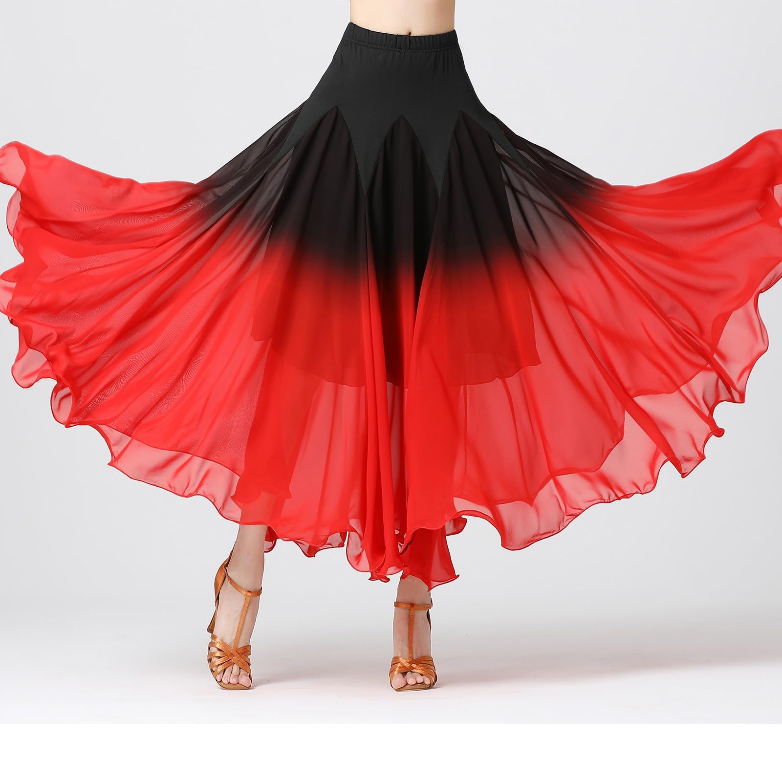 Tanz-Performance-Kleid, halber Rock, Farbverlauf, Tanzkleid, modernes Tanzkleid, Langer Tanzrock