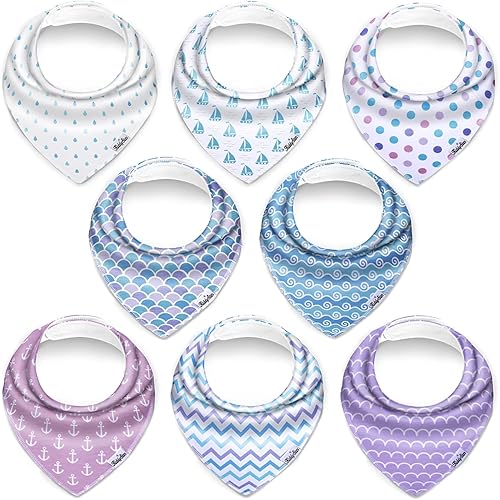 Miniatura 25 de Drool Bibs for Babies – Organic, Unisex, Soft Absorbent Teething Bibs with Adjustable Snaps Paquete de 10 baberos de dentición de moda,Paquete de 10