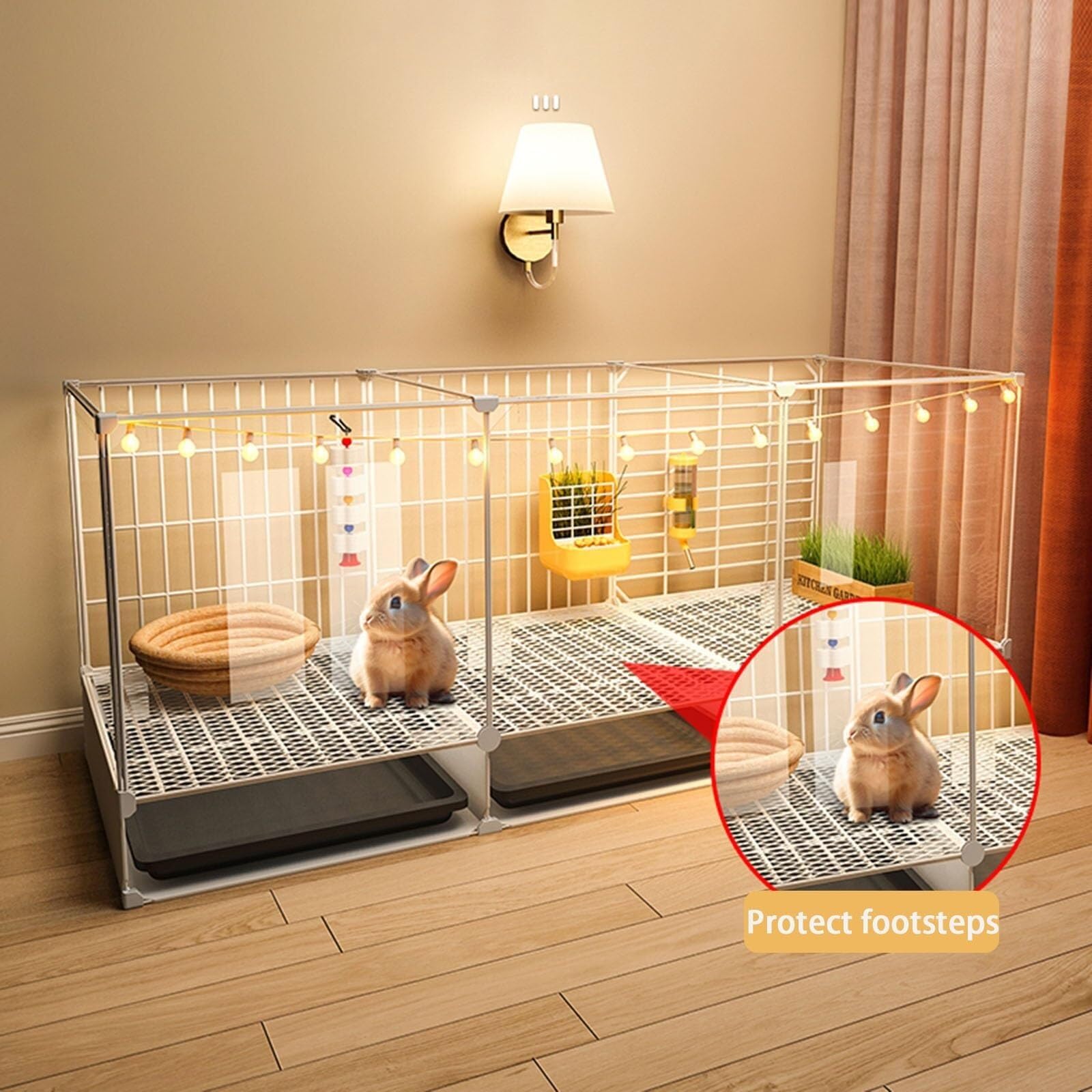 Jaula para conejos de interior, jaula portátil para animales pequeños con puerta acrílica transparente, alambre de metal, parque para conejos y mascotas pequeñas (8 unidades, 107 x 35 x 52 cm)