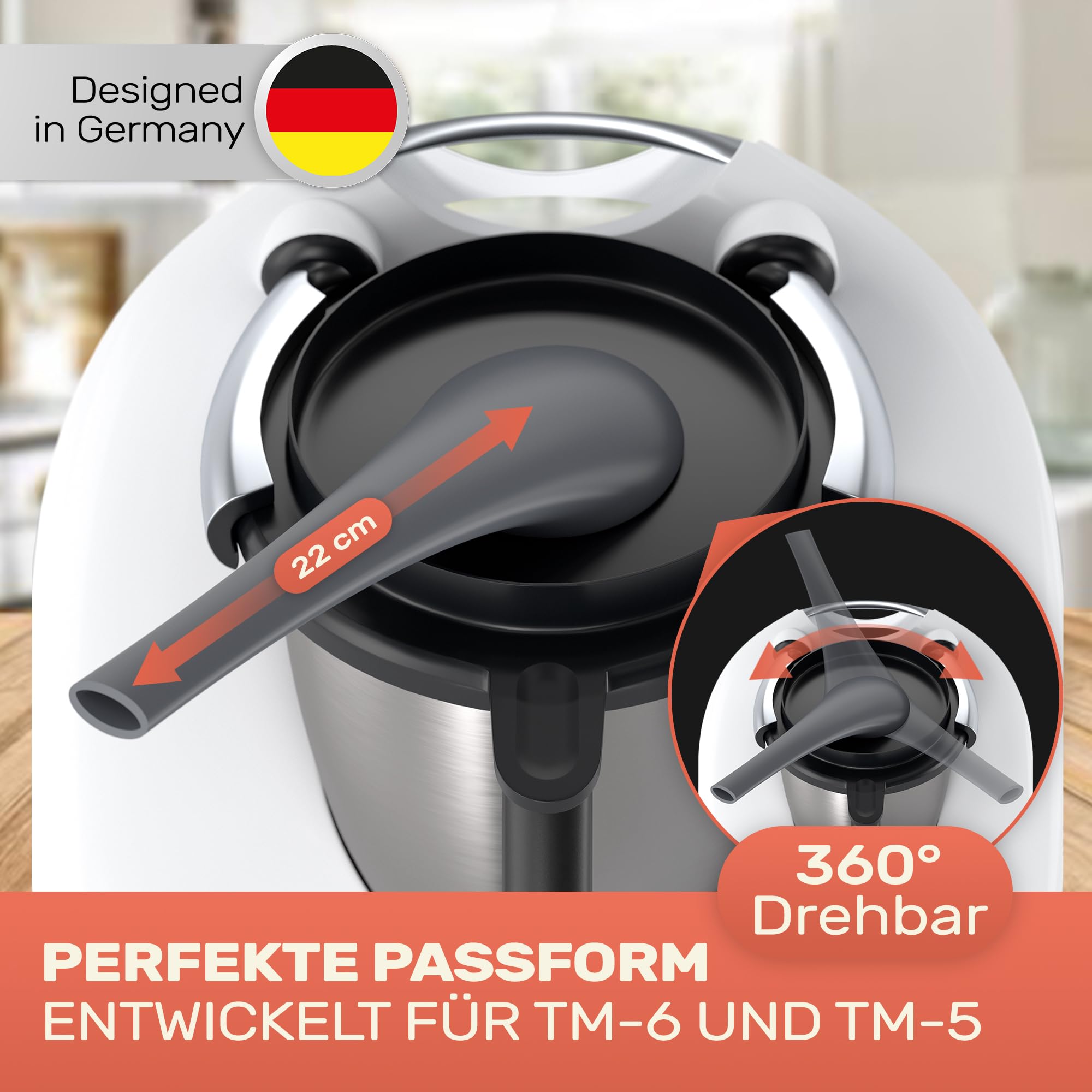 Przekierowywacz pary dla Thermomix TM5 TM6 | EXTRA DŁUGI | Odprowadzający parę do szafek wiszących Ochrona | Akcesoria do przekierowywania pary dla TM-5 TM-6