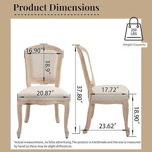 Miniatura 6 de Dining Chairs Set of 2, Table & Chair Sets with Natural Rattan Round Back, Upholstered Stackable Dining Room Chairs for Living Room, Kitchen,