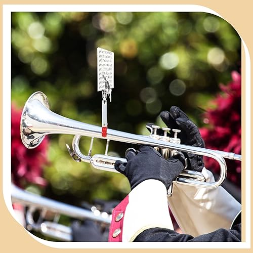 Miniatura 6 de 6 piezas de lira de trompeta, plata ligera trompeta marchando abrazadera de lira en clarinete lira soporte de música para instrumentos de banda de