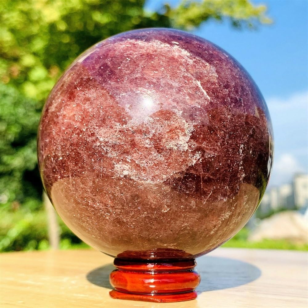 Strawberry Quartz Crystal Ball Crystals Ornaments (Size : 150-200g)