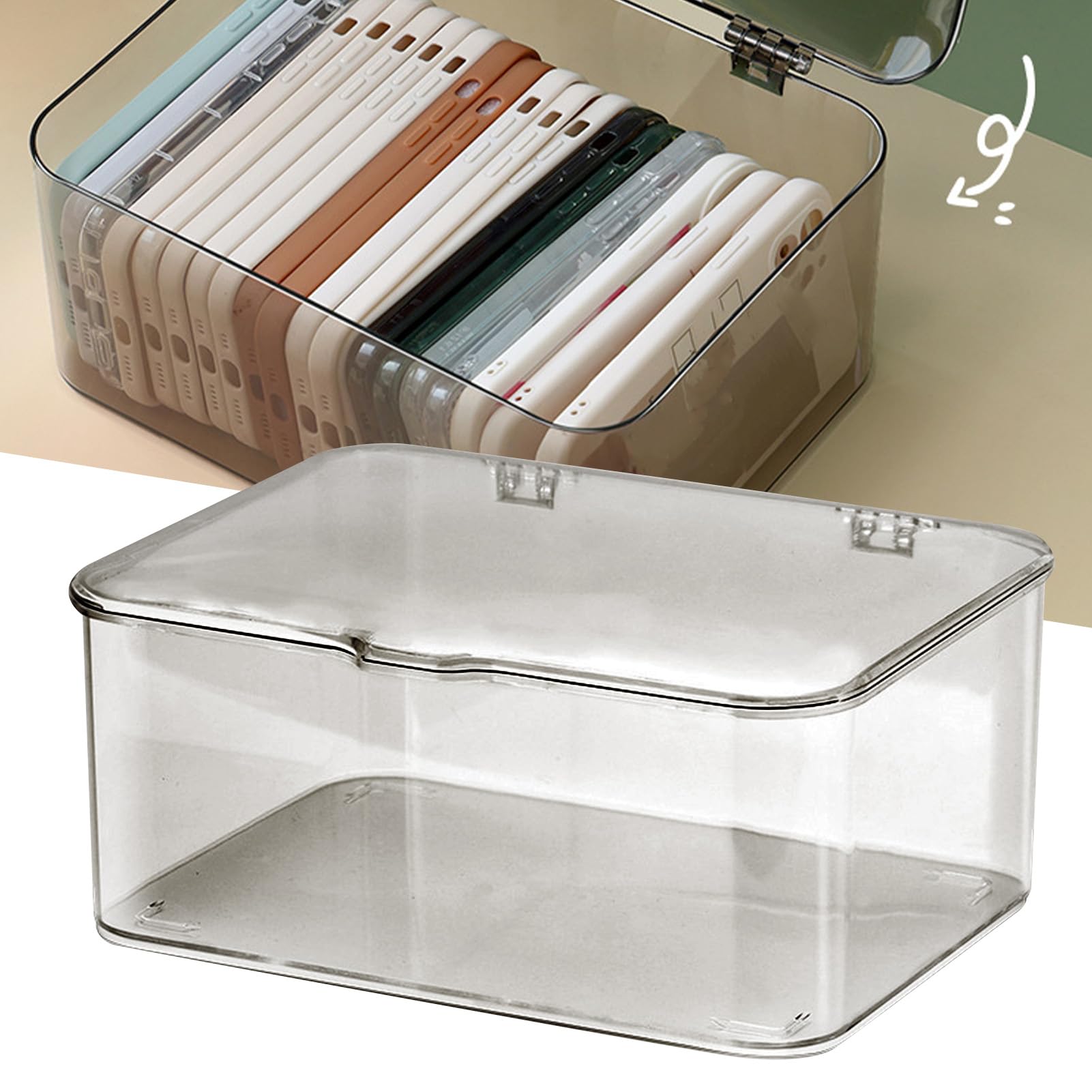 Fabater Caja de Almacenamiento para Funda de Teléfono, Organizador de Escritorio de Plástico a Prueba de Polvo, Resistente Al Desgaste, Gran Capacidad para Maquillaje para Aprendizaje