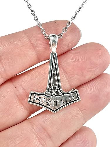 Miniatura 2 de Silver Mjolnir Pendant, Thor's Hammer, Norse Viking Talisman Necklace with Stainless Steel Chain