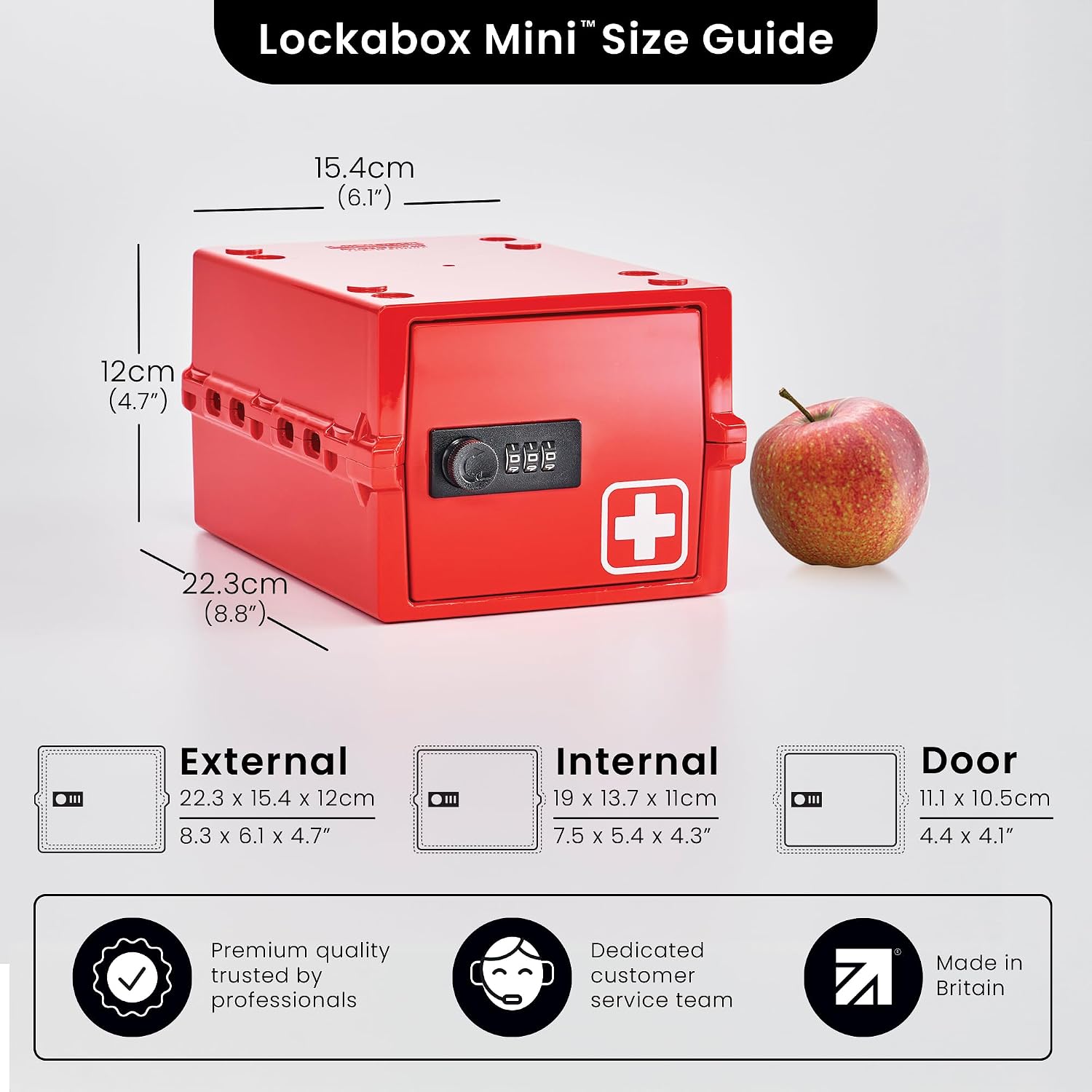 Lockabox Mini™ | Small Medicine Lock Box with Combination Lock (Half Letter Sized) | Mini Medical Lockable Box For Tablets, Creams & Medical Pens | External Size 8.8 x 6.1 x 4.7 Inches (Medi Red) image 2