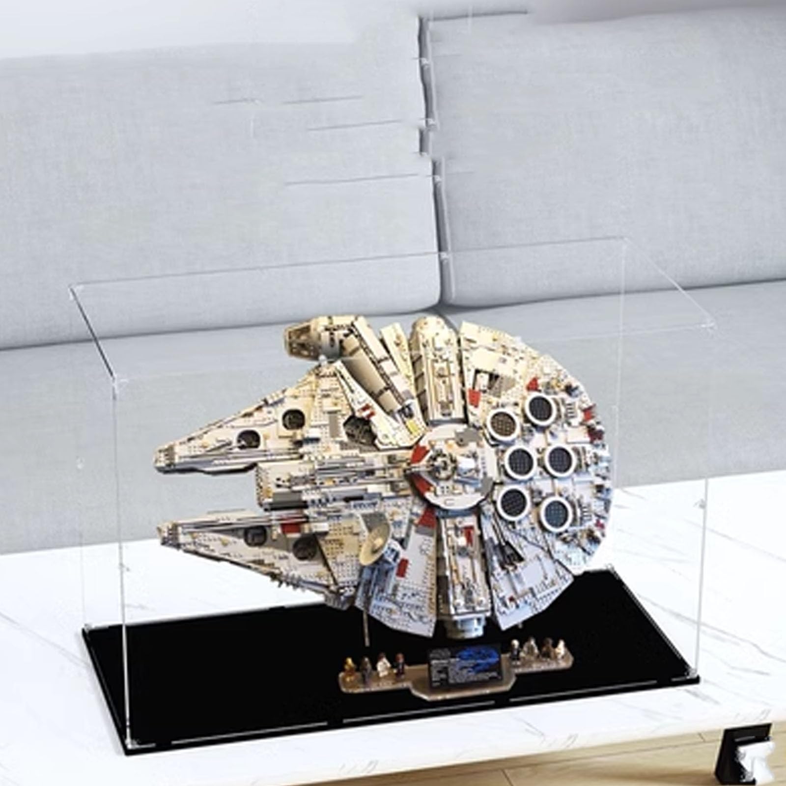 Vitrine Acrylique LEGO 75192 Millennium Falcon – Boîte Poussière Transparente Avec Fond (Modèle Seul)