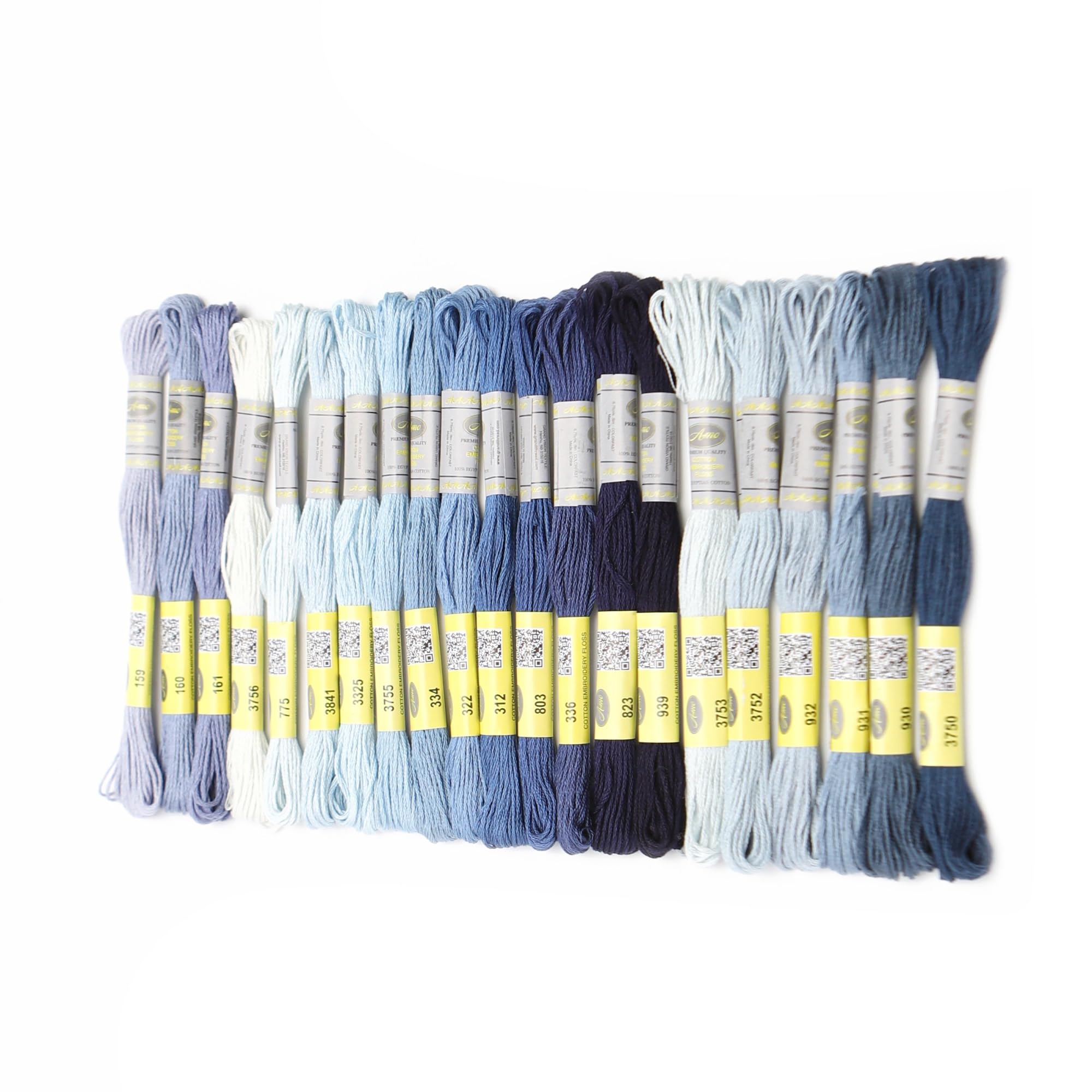 Fil à Broder Coton Égyptien - 12 Écheveaux De 8 M - Point De Croix, Bracelets, DIY - Gris Clair