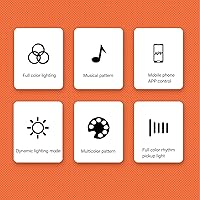 Vista 2 de Luces interiores para automóvil, 2 lámparas magnéticas de ritmo RGB, 32 bits que cambian de color, control de aplicación, luz de ritmo LED de música