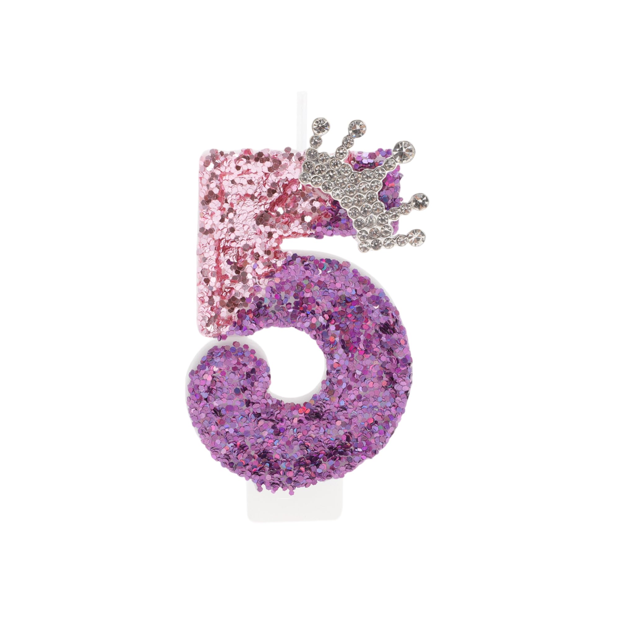CAPASTEC Geburtstagskerze Nr.5, Pink Lila, 1 Stück, Leuchtend | Paraffinwachs, 7,5x4cm, Für Kuchendekoration, Rauchfrei, 3D-Design, Glänzend, Für Geburtstag, Jubiläum, Hochzeit