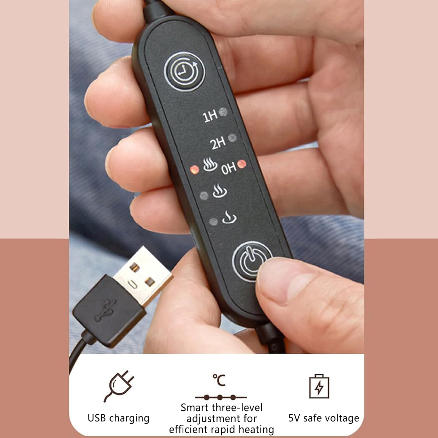 USB Heated Chair Cushion,Lumbar Support Heated Seat Pad with Armrest,3 Speeds Adjustable Backrest Warm Cushion for Home Office (Light Pink)