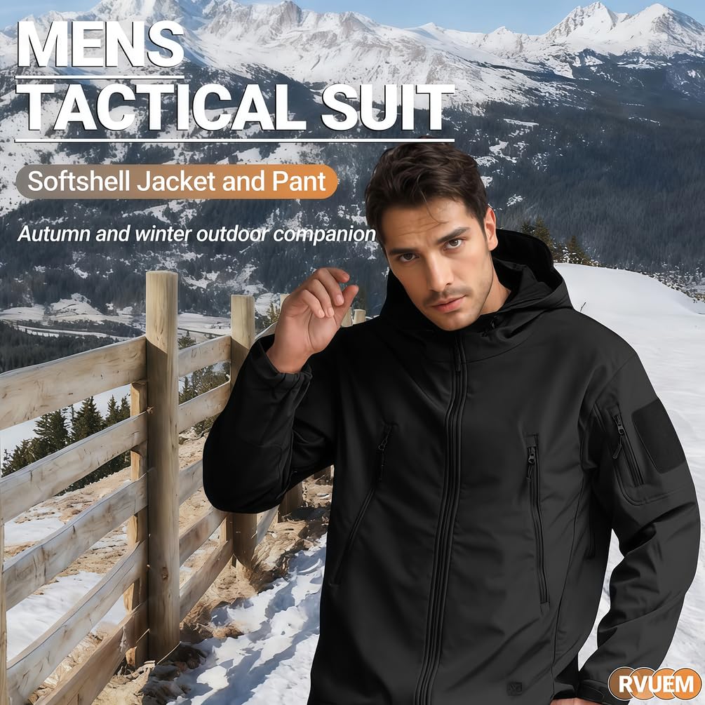 Trajes Nieve para Snowboard 2 Piezas, Chaqueta Softshell para Hombre, Traje Combate Indumentaria Militar, Traje Esquí para Exteriores, Conjunto Chaqueta Y PantalóN TáCtico