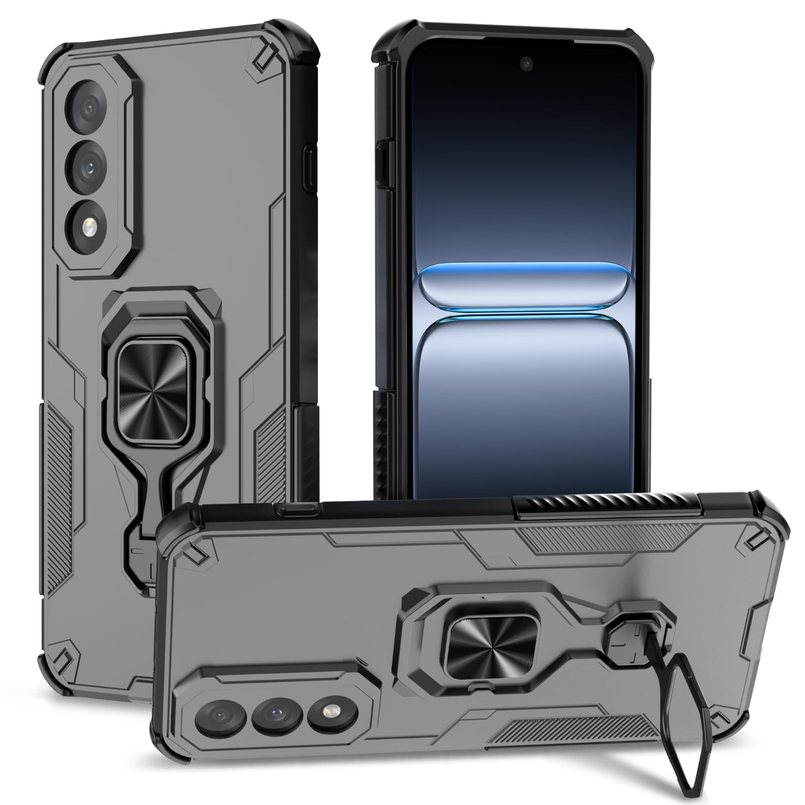 Funda para Samsung Galaxy A13 4G con Cristal Templado Protector Pantalla, Carcasa Antigolpes con Soporte anular metálico, Case Protectora de Grado Militar, Negro — view 121