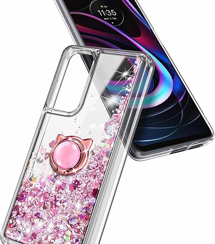 Miniatura 5 de NZND Funda para Motorola Edge 5G UW, Motorola Edge 2021 con protector de lente de cámara de vidrio templadosoporte de anillocordón para correa de