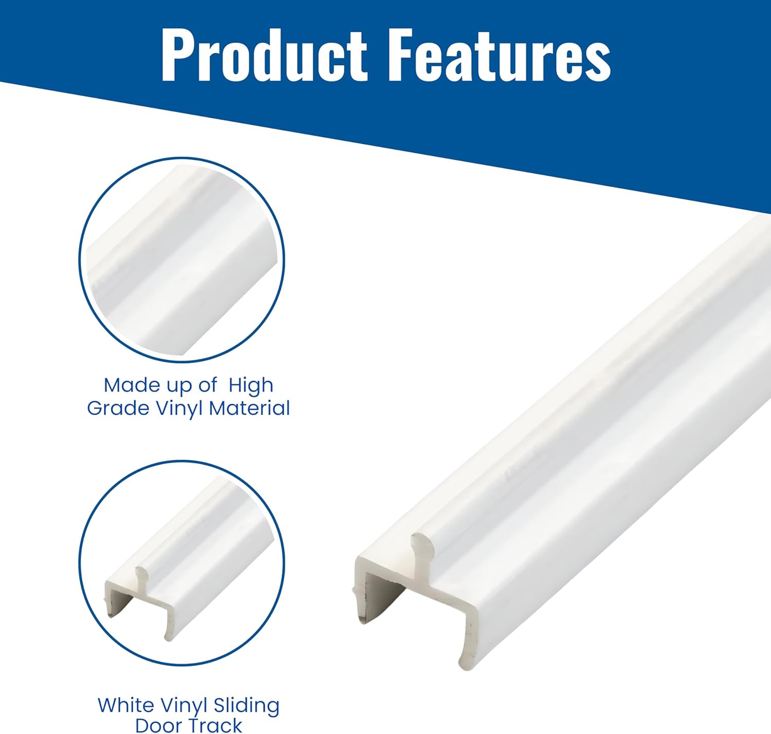 Vinyl Sliding Screen Door Track, Sliding Door Bottom Track Replacement, Patio Screen Door Repair Guide- White Vinyl (72 Inch, 3, Pack)