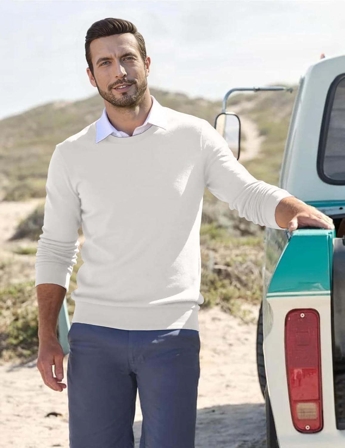 JMIERR Men's Wool Blend Sweaters Classic Crew Neck Casual Old Money Fall Sweaters - Image 5