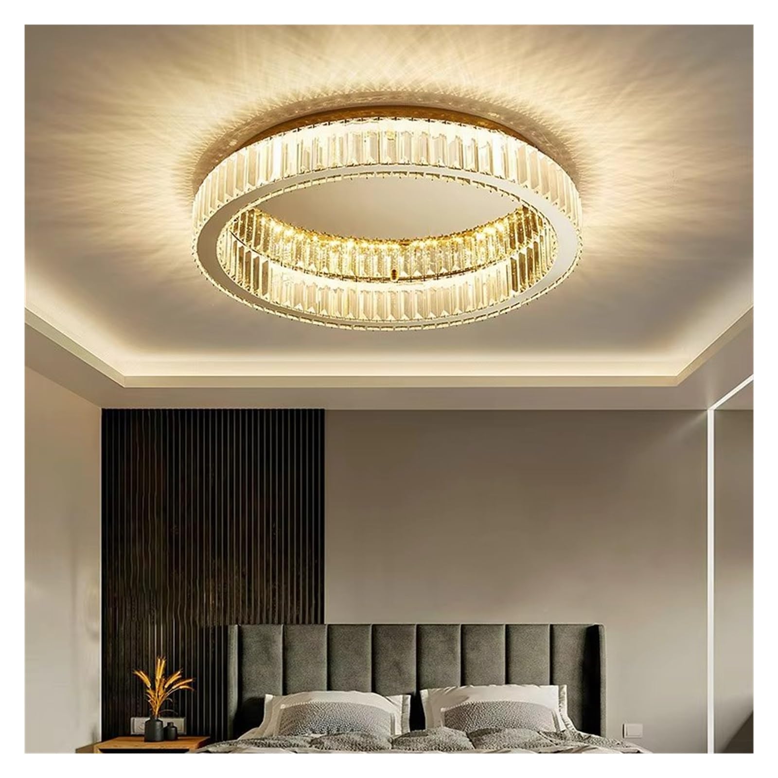 Nordic LED Crystal Circle Ceiling Lamp Chandeliers Lighting for Living Room Bedroom,Comfo…