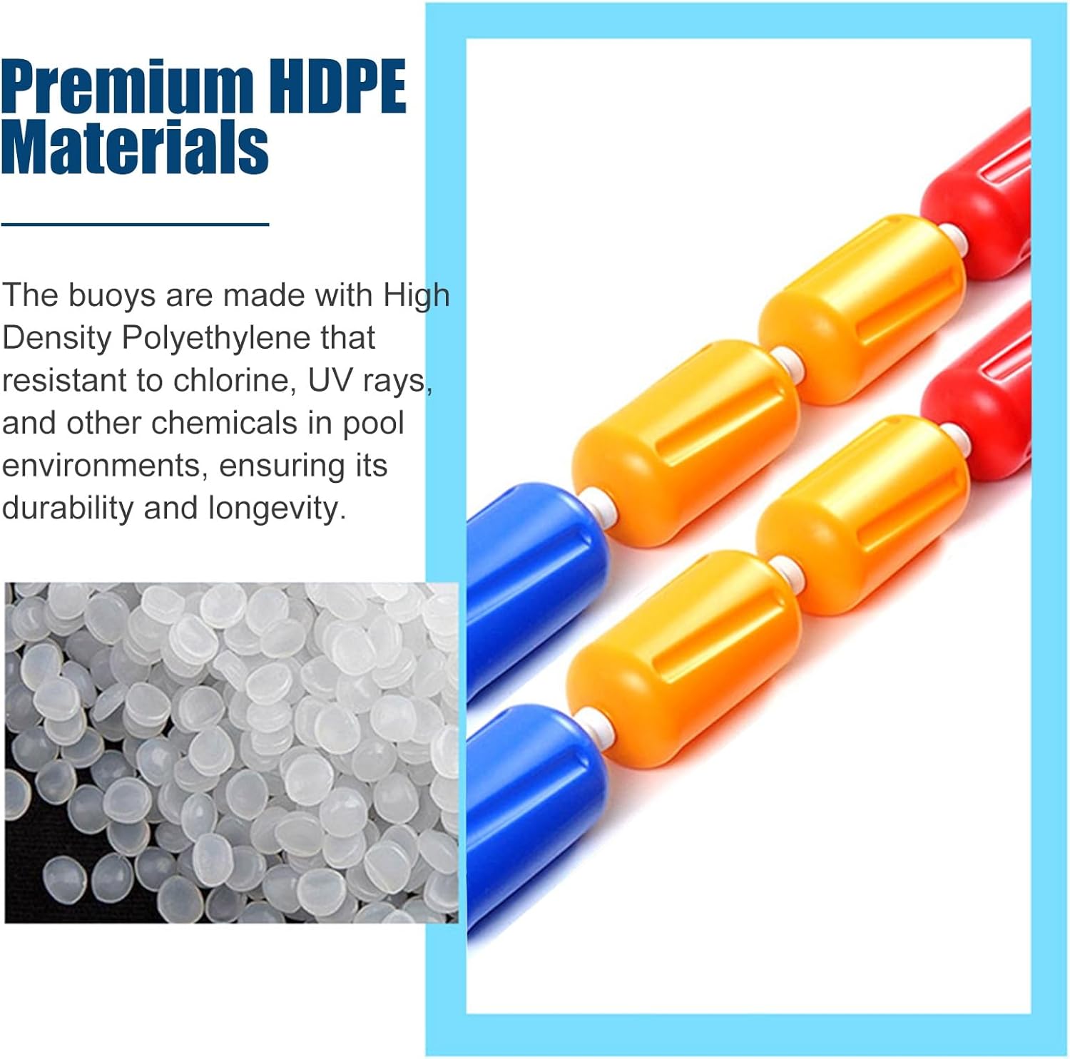 Pool Safety Divider - 9x20cm Inground Float Rope, Swim Lane Divider, Safety Cordon for Race Lanes & Deep End, 4 Color Options for Enhanced Pool Safety