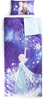 Jay Franco Kids Slumber Bag and Pillow - 54 x 27 Inch Comfy Indoor Sleeping Bag for School and Sleepovers, 2 Piece Set, Purple - Frozen