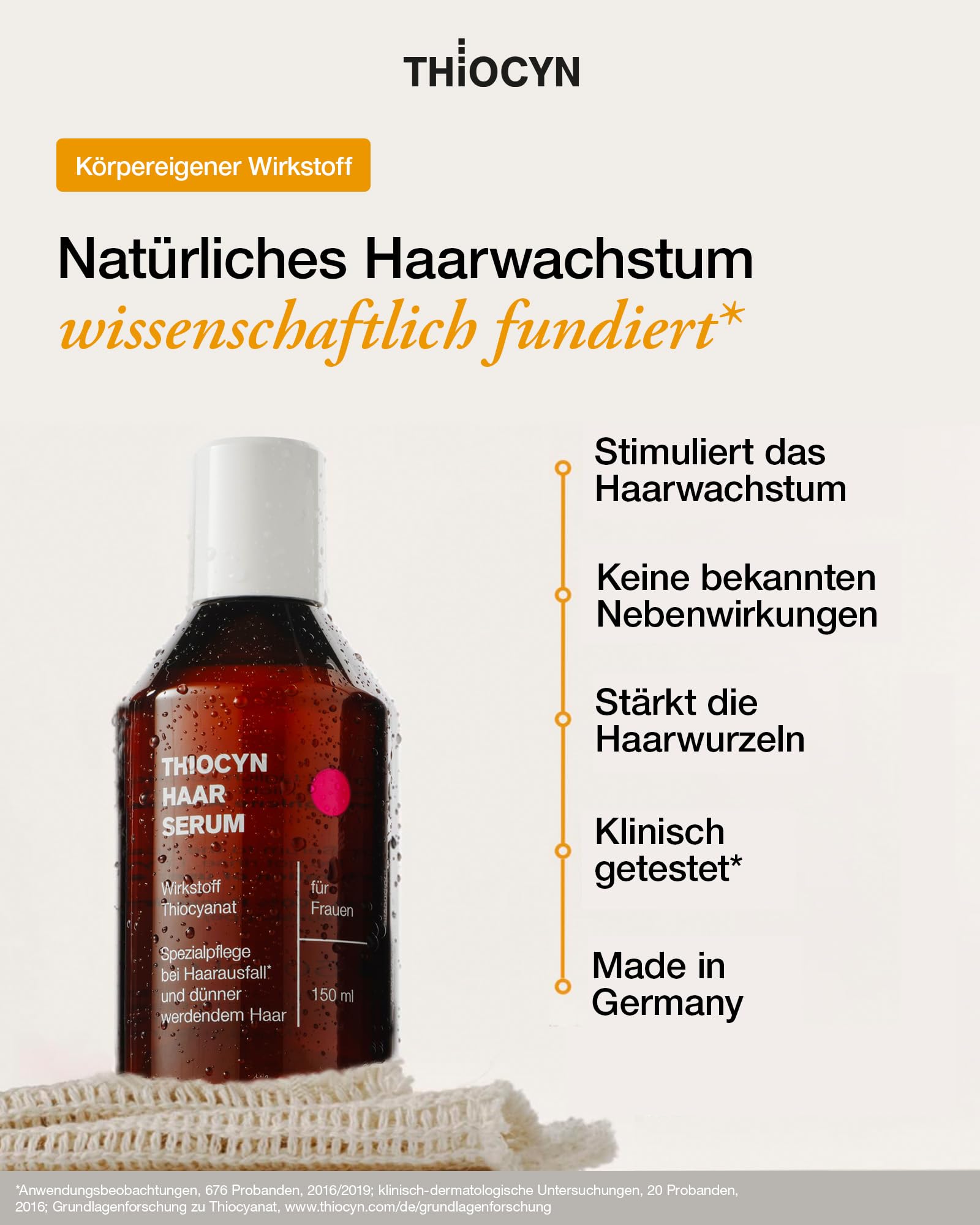 Thiocyn Serum do włosów przeciw wypadaniu włosów dla kobiet 3 x 150 ml – przyspieszenie wzrostu włosów z tiocyjaniananem, biotyną i ryboflawiną – specjalna pielęgnacja przy wypadaniu włosów