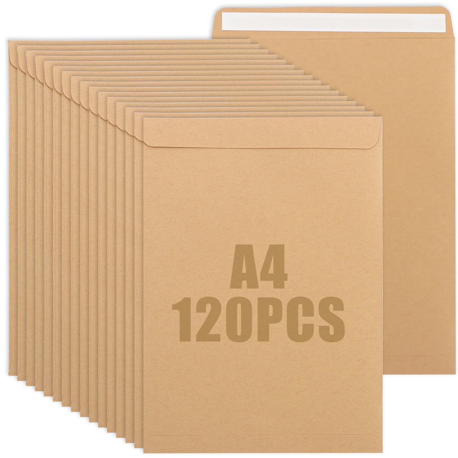 YKUKIZEE 120 PCS A4 Kraft Mailing Envelopes Peel and Seal Letter Envelope